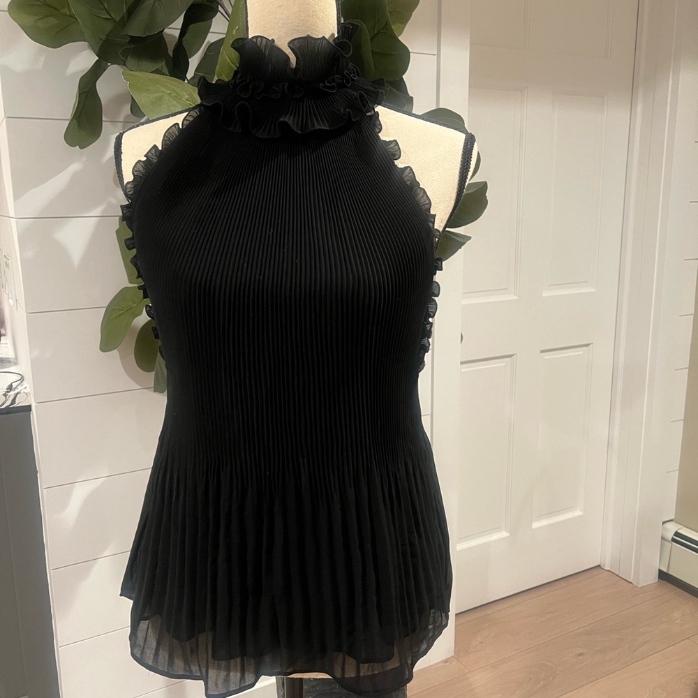 Elegant Black Ruffled Women's Top